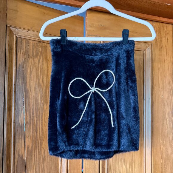 For Love and Lemons Black Cropped Cardigan and Black Matching Mini Skirt Set - Picture 6 of 10